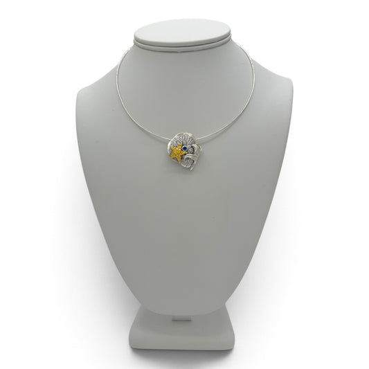 Shoreline Trio fine silver pendant displayed on a jewelry bust