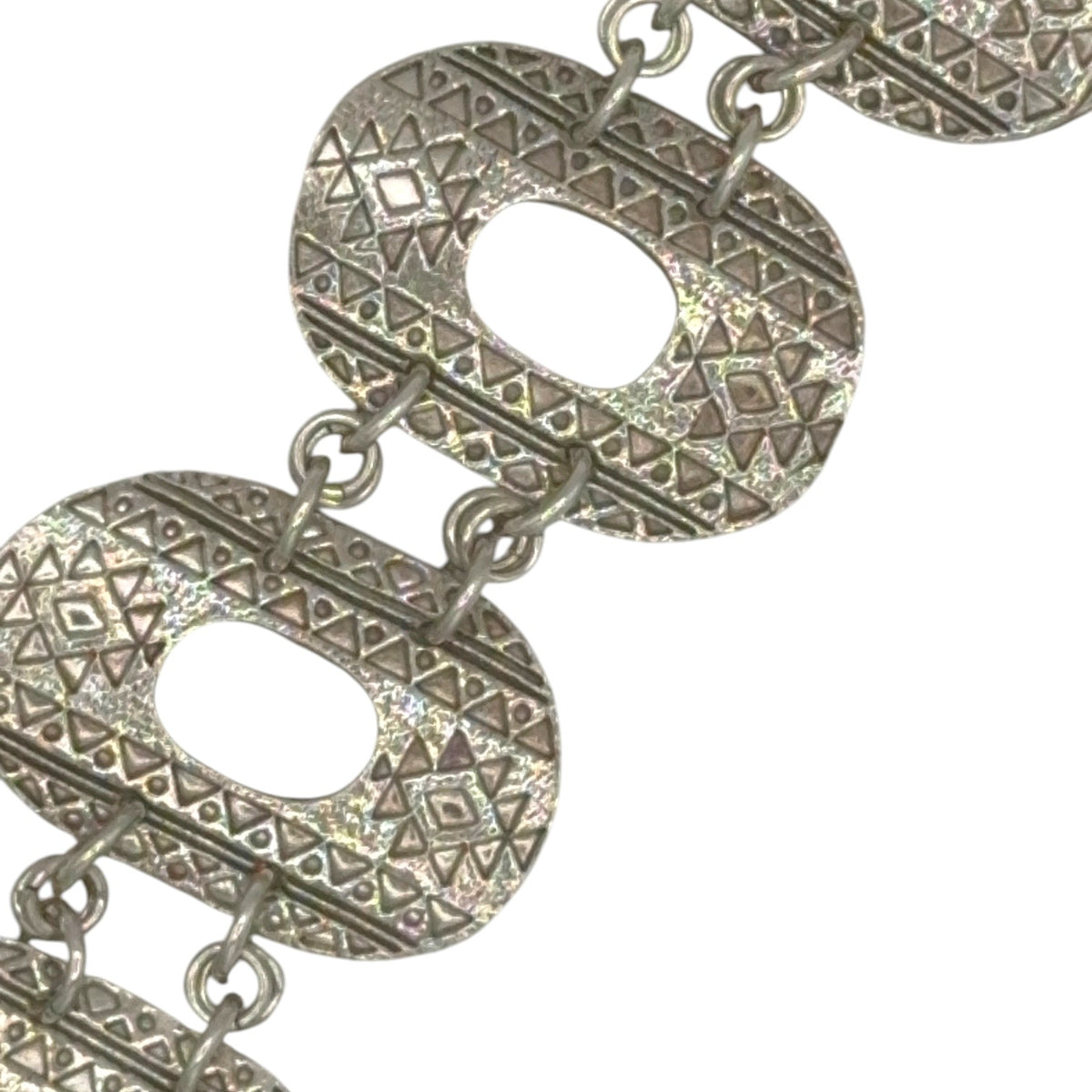 Aztec Rhythm textured sterling silver bracelet, view 2