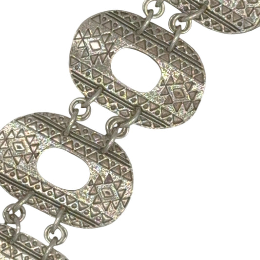 Aztec Rhythm textured sterling silver bracelet, view 2