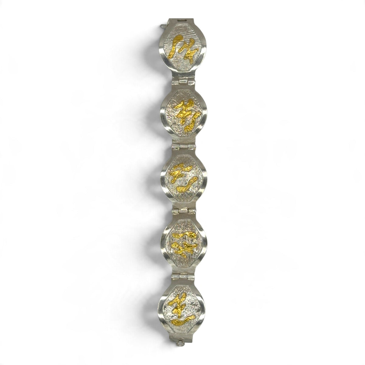 Golden Connections hinged silver bracelet with 24k Keum-boo gold accents