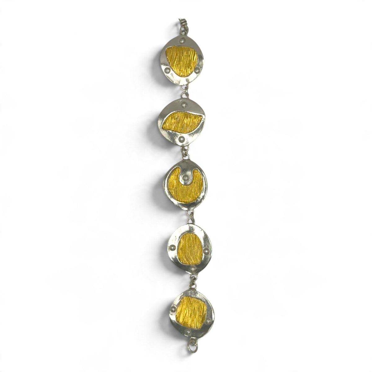 Golden Interplay five-segment silver bracelet with 24k Keum-boo gold accents