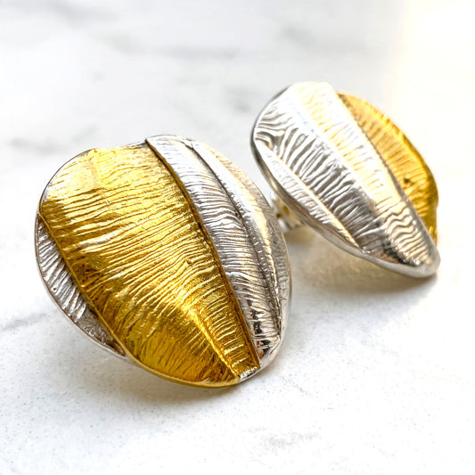 Silken Dusk fine silver Keum-boo earrings, alternate view