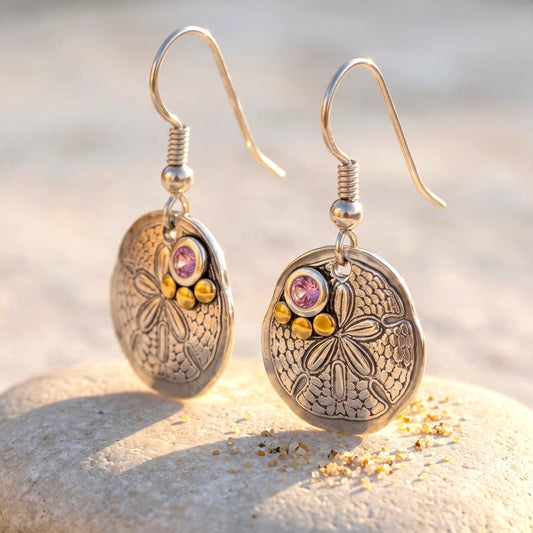 Blushing Sands sand dollar earrings, alternate approved view