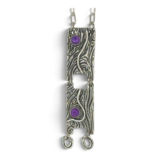 Amethyst Current sterling silver necklace with two amethyst cabochons