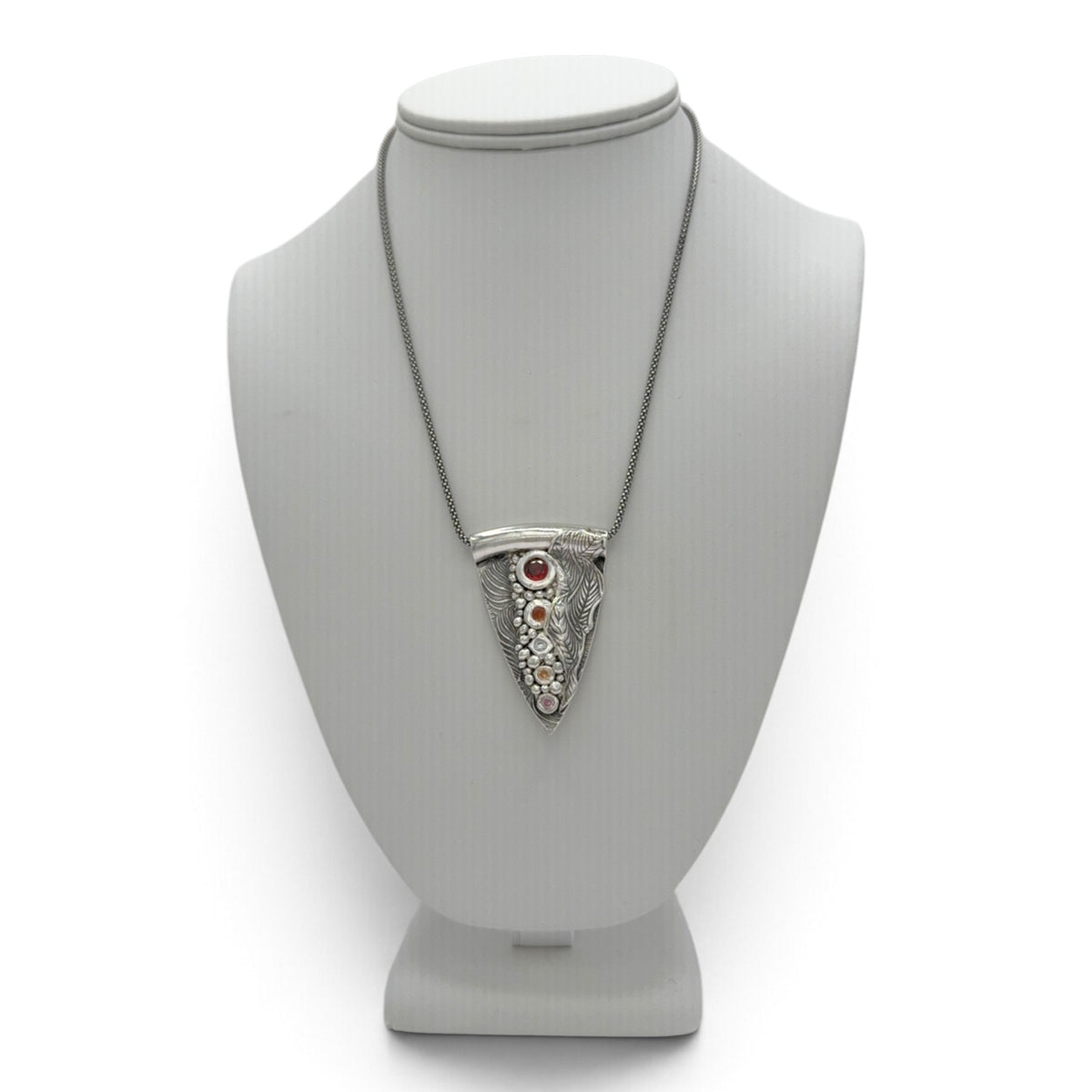 Chromatic Flow fine silver pendant with five multicolor cubic zirconias