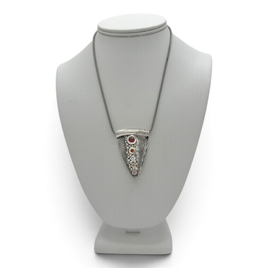 Chromatic Flow fine silver pendant with five multicolor cubic zirconias