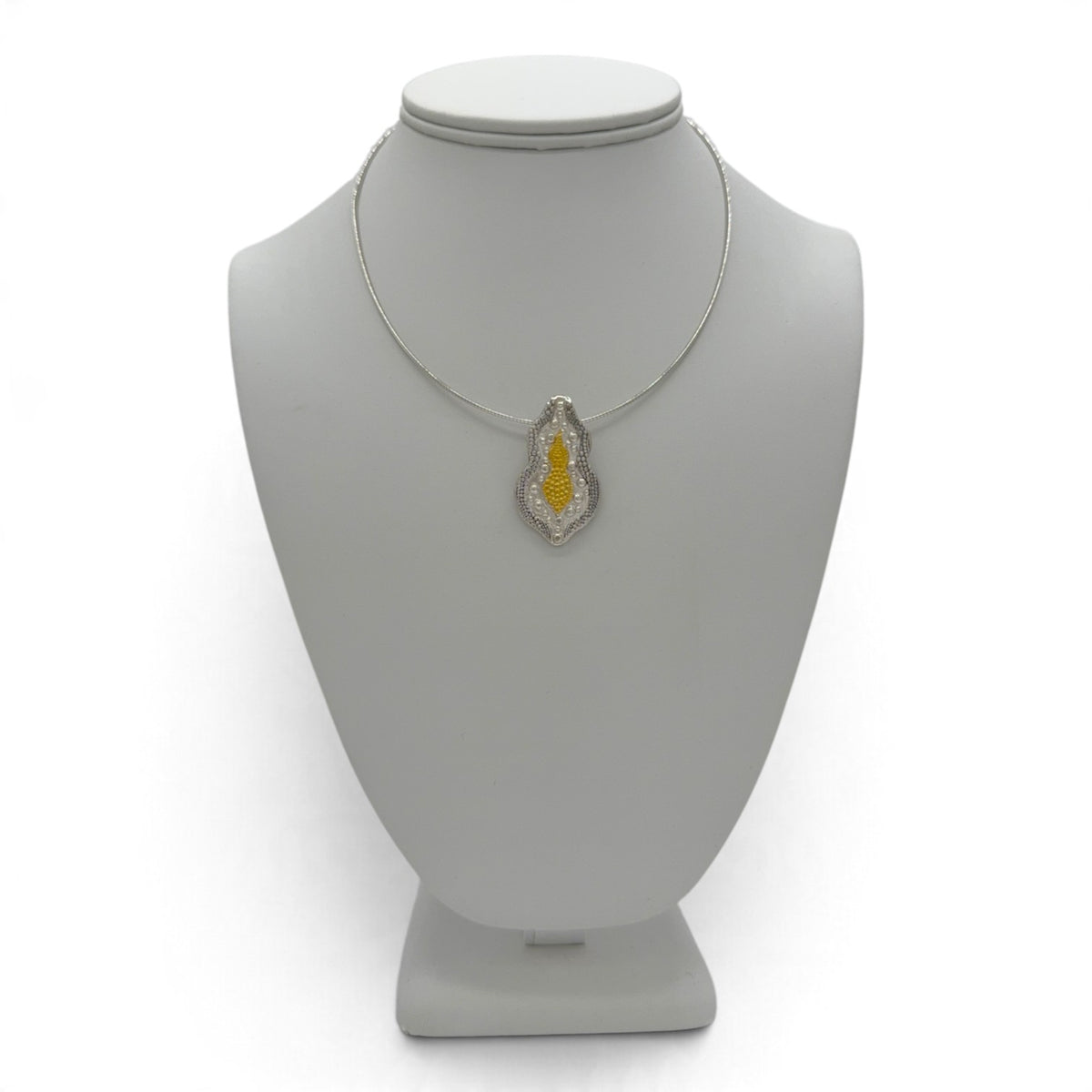 Celestial Layers fine silver pendant alternate studio view