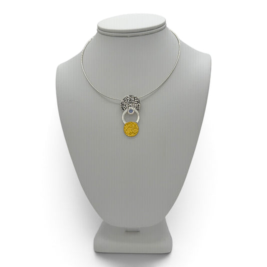 Golden Cascade fine silver pendant displayed on a jewelry bust