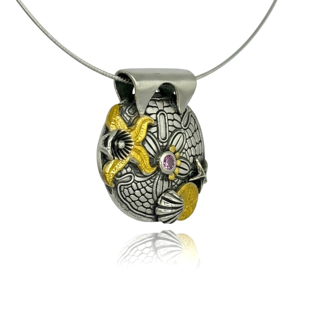 Tidal Treasures fine silver pendant worn as a necklace