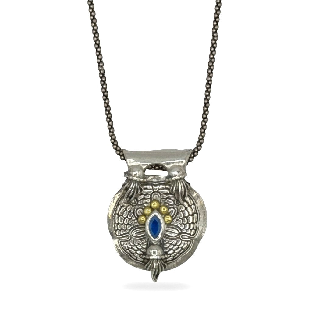 Tidal Drift fine silver pendant worn as a necklace